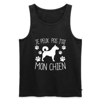 Je Peux Pas J'Ai Mon Chien - Débardeur bio Premium Homme - noir - Devant - Michal (187cm)
