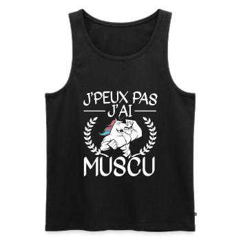 Je Peux Pas J'Ai Muscu Licorne - Débardeur bio Premium Homme - noir - Devant - Michal (187cm)