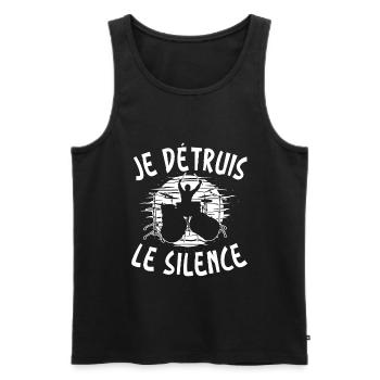 Je Détruis Le Silence Batterie Batteur - Débardeur bio Premium Homme - noir - Devant - Michal (187cm)