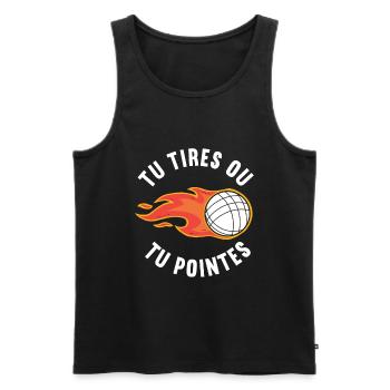 Tu Tires Ou Tu Pointes Pétanque - Débardeur bio Premium Homme - noir - Devant - Michal (187cm)