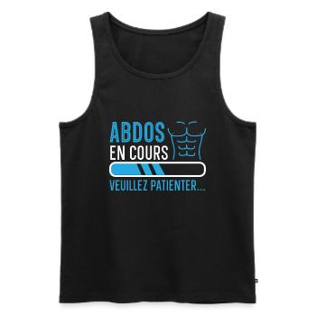 Abdos En Cours Veuillez Patienter - Débardeur bio Premium Homme - noir - Devant - Michal (187cm)