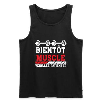 Bientôt Musclé Veuillez Patienter - Débardeur bio Premium Homme - noir - Devant - Michal (187cm)
