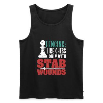 Fencing Like Chess Only With Stab Wounds - Débardeur bio Premium Homme - noir - Devant - AI Model Male 178 light (178cm)