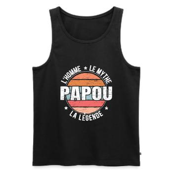 Papou L'Homme Le Mythe La Légende - Débardeur bio Premium Homme - noir - Devant - Michal (187cm)