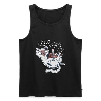 Sweet cat plays violin violin - Men's Premium Organic Tank Top - black - Front - AI Model Male 178 light (178cm)
