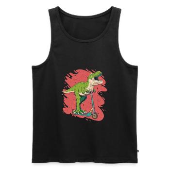 Ein cooler Dinosaurier auf einem Roller Tretroller - Männer Premium Bio Tank Top - Schwarz - Vorne - AI Model Male 178 light (178cm)