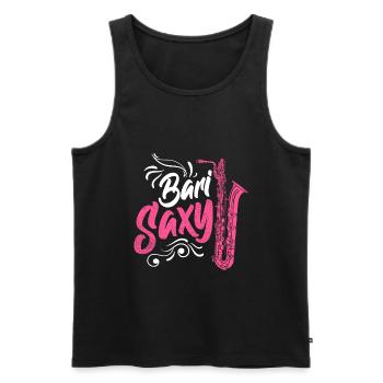 Bari Saxy Funny Baritone Saxophone Baritone Sax - Men's Premium Organic Tank Top - black - Front - AI Model Male 178 light (178cm)