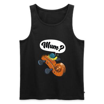 Maman ? Escargot drôle violon violon violon - Débardeur bio Premium Homme - noir - Devant - AI Model Male 178 light (178cm)