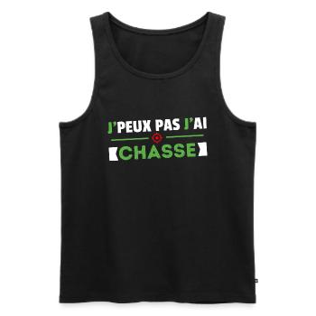 J PEUX PAS J AI CHASSE CADEAU HUMOUR PAPA CHASSEUR - Débardeur bio Premium Homme - noir - Devant - Michal (187cm)