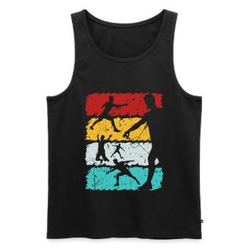 Vintage Badminton Spieler Männer Frauen Federball - Männer Premium Bio Tank Top - Schwarz - Vorne - Michal (187cm)