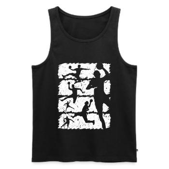 Handballspieler Silhouette Vintage Style Handball - Männer Premium Bio Tank Top - Schwarz - Vorne - Michal (187cm)