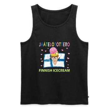 jäätelötötterö crème glacée dans la gaufre en finnois - Débardeur bio Premium Homme - noir - Devant - AI Model Male 178 light (178cm)