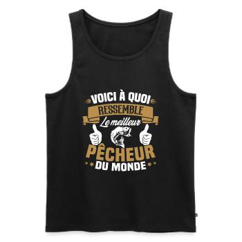 Le meilleur pêcheur du monde Cadeau pêcheur - Débardeur bio Premium Homme - noir - Devant - Michal (187cm)