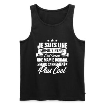 Je suis une mamie vintage - Cadeau grand-mère - Débardeur bio Premium Homme - noir - Devant - AI Model Male 178 light (178cm)
