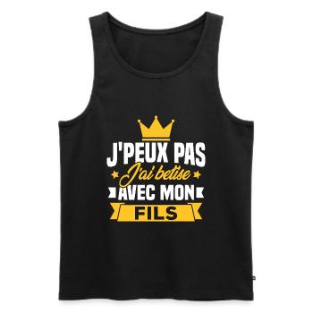 Ich kann nicht mit meinem Sohn wetten - Männer Premium Bio Tank Top - Schwarz - Vorne - AI Model Male 178 light (178cm)