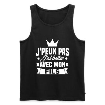 Ich kann nicht mit meinem Sohn wetten - Männer Premium Bio Tank Top - Schwarz - Vorne - AI Model Male 178 light (178cm)
