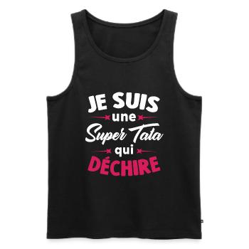 Je suis une Super Tata qui déchire - Débardeur bio Premium Homme - noir - Devant - Michal (187cm)