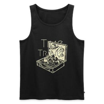 Time (to) Travel - Surrealistic Traveller Artwork - Men's Premium Organic Tank Top - black - Front - AI Model Male 178 light (178cm)
