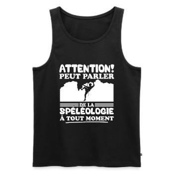 Parler de la spéléologie à tout moment - Débardeur bio Premium Homme - noir - Devant - Michal (187cm)