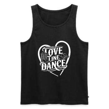 Love Line Dance J’aime la danse en ligne avec le cœur - Débardeur bio Premium Homme - noir - Devant - AI Model Male 178 light (178cm)