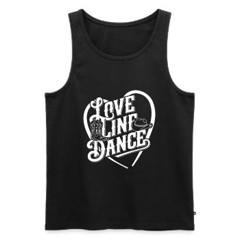 Love Line Dance J’aime la danse en ligne avec le cœur - Débardeur bio Premium Homme - noir - Devant - AI Model Male 178 light (178cm)