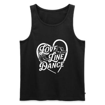 Love Line Dance J’aime la danse en ligne avec le cœur - Débardeur bio Premium Homme - noir - Devant - AI Model Male 178 light (178cm)