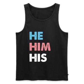 He Him His Transgender - Männer Premium Bio Tank Top - Schwarz - Vorne - AI Model Male 178 light (178cm)