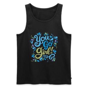 Girl Power Blau Grün - Männer Premium Bio Tank Top - Schwarz - Vorne - AI Model Male 178 light (178cm)