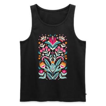 Otomi Blumen Mexikanische Blumenkunst - Männer Premium Bio Tank Top - Schwarz - Vorne - AI Model Male 178 light (178cm)