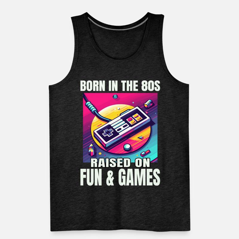Retro '80s Video Game Controller Art: A Nostalgic Men's Premium Organic Tank Top