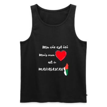 Passion Ile de Madagascar / Drapeau malgache - Débardeur bio Premium Homme - noir - Devant - Michal (187cm)