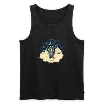 Nature, Sun, Moon, Stars, Sky, Water, Planet - Men's Premium Organic Tank Top - black - Front - AI Model Male 178 light (178cm)