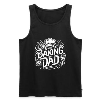 Pâtisserie papa cuisineur papa notre papa cuit - Débardeur bio Premium Homme - noir - Devant - AI Model Male 178 light (178cm)