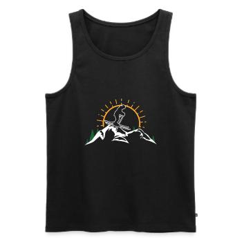 ski snowboard mountain sunset skiing - Men's Premium Organic Tank Top - black - Front - AI Model Male 178 light (178cm)