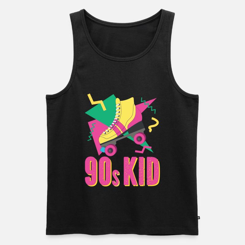 90er Retro mit Rollschuh - Männer Premium Bio Tank Top - Schwarz