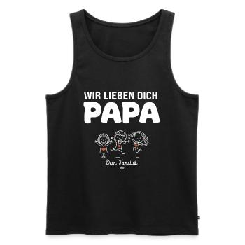 Wir lieben dich Papa dein Fanclub 3 Kinder - Männer Premium Bio Tank Top - Schwarz - Vorne - Michal (187cm)