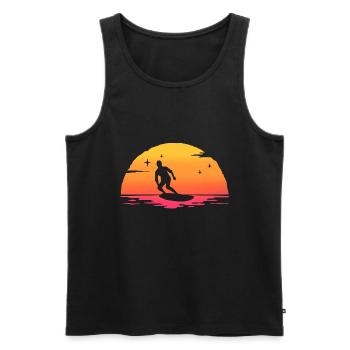 sunrise surf surfer t-shirt surfing - Men's Premium Organic Tank Top - black - Front - Michal (187cm)