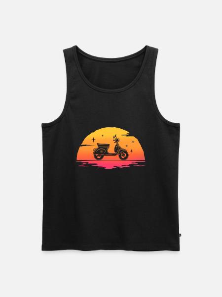 Sunrise Moped Roller - Männer Premium Bio Tank Top - Schwarz