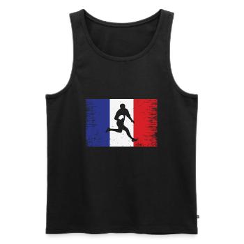 Drapeau équipe france joueur de rugby - Débardeur bio Premium Homme - noir - Devant - AI Model Male 178 light (178cm)