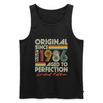 Août 1986 Vintage Rétro Anniversaire - Débardeur bio Premium Homme - noir - Devant - Michal (187cm)