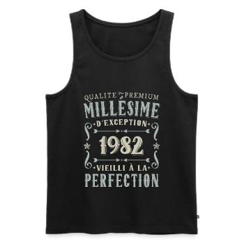 Anniversaire Millésime 1982 Classique Fête - Débardeur bio Premium Homme - noir - Devant - AI Model Male 178 light (178cm)