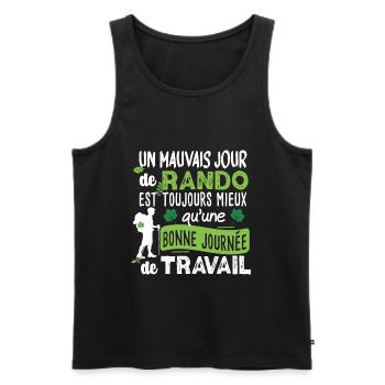 Randonnée Travail Rando Nature Montagne Citations - Débardeur bio Premium Homme - noir - Devant - Michal (187cm)