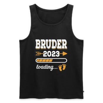 Bruder 2023 Zukünftiger Großer Bruder Geschenkidee - Männer Premium Bio Tank Top - Schwarz - Vorne - Michal (187cm)
