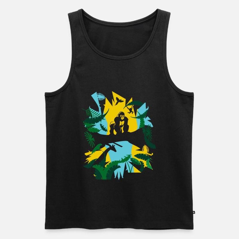 Dschungel Gorilla - Männer Premium Bio Tank Top - Schwarz