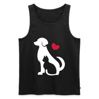 Chien avec chat - amis pour toujours - chat et chien - Débardeur bio Premium Homme - noir - Devant - Michal (187cm)