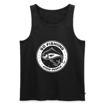 Go fishing, avoid people, rest by the water - Men's Premium Organic Tank Top - black - Front - Michal (187cm)
