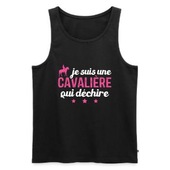 Je Suis Une Cavalière Qui Déchire Cadeau - Débardeur bio Premium Homme - noir - Devant - Michal (187cm)