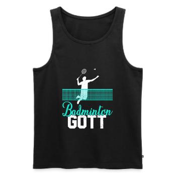 Badminton Gott Federballspieler Geschenkidee - Männer Premium Bio Tank Top - Schwarz - Vorne - Michal (187cm)