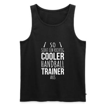 Handballtrainer Lustige Geschenkidee - Männer Premium Bio Tank Top - Schwarz - Vorne - Michal (187cm)