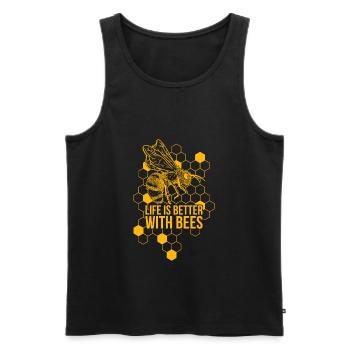 Imker Bienenzüchter Geschenkidee - Männer Premium Bio Tank Top - Schwarz - Vorne - Michal (187cm)